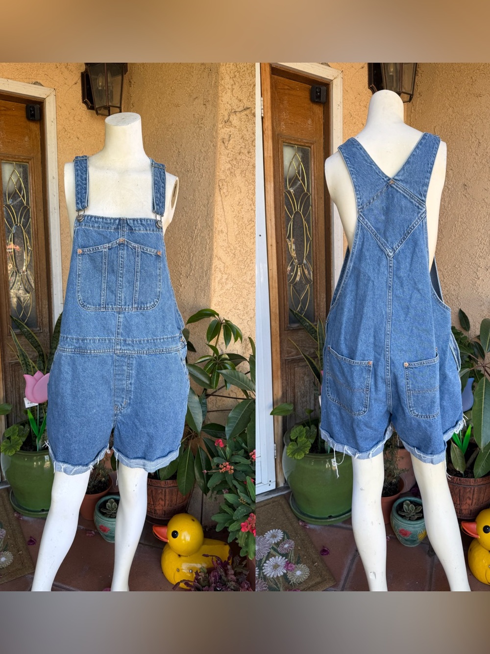Old Navy Women’s Blue Denim Short Overalls (XL)